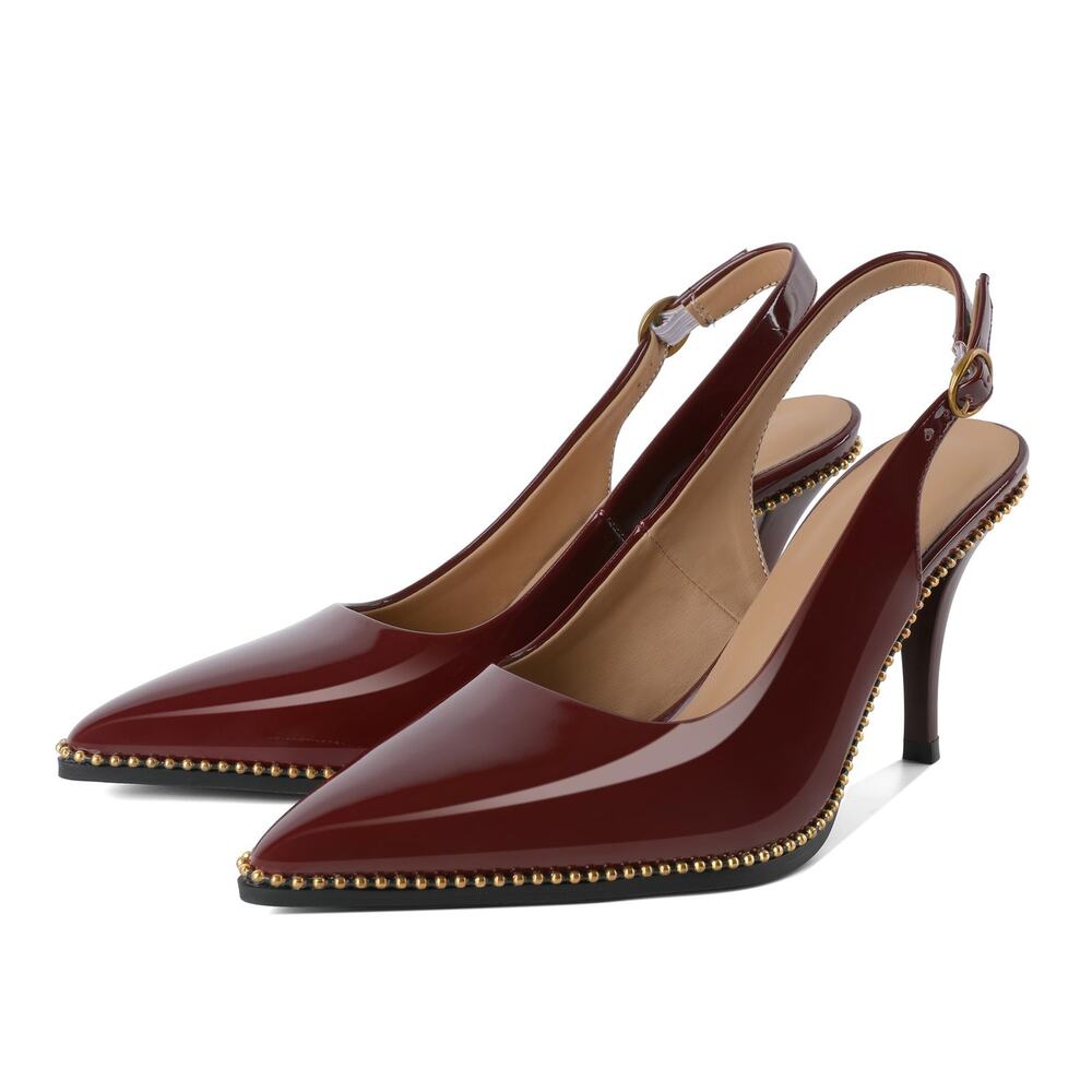 JOSEYWADE BURGUNDY SLING BACK HEELS WOMEN -WINE RED US SIZE 9